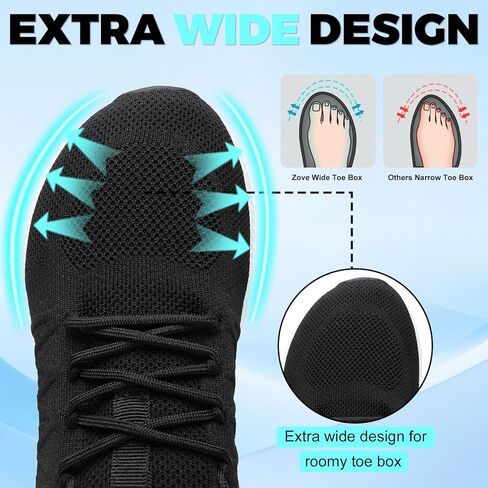 ZOVE Wide Toe Box Shoes for Men Extra Wide Width Sneakers Non-Slip Ultra Light Wide Tennis Running Shoes Breathable Casual Walking Sneakers Diabetes Workout Gym Jogging Sports in Kuwait