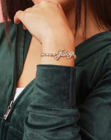Juicy Couture Logo Clear Stone Bracelet for Women 7.5", Gold-Tone Bling Juicy Bracelet in Saudi Arabia