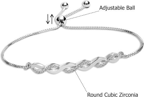Charmsy 925 Sterling Silver Sliding Bolo Bracelet for Women | Women's Italian Handmade Adjustable Bolo Bead Ball Slider Bracelet in Kuwait