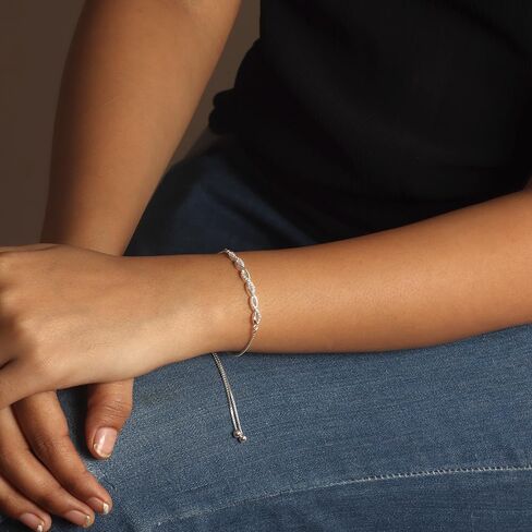 Charmsy 925 Sterling Silver Sliding Bolo Bracelet for Women | Women's Italian Handmade Adjustable Bolo Bead Ball Slider Bracelet in Kuwait
