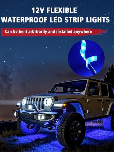 YM E -Bright 4pcs LED Strip Lights للسيارة ، 12 بوصة مقاومة للماء IP68 Car Underglow Strip Light in Saudi Arabia
