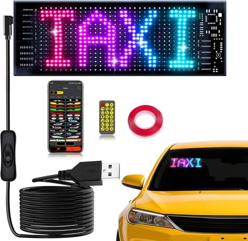 Devil Eyes LED LID للسيارات ، 2.8 "× 6.8" علامة LED قابلة للتمرير ، عرض مصفوفة رقمية مرنة ، تحكم بلوتوث والتحكم عن بُعد ، نص ورسوم متحركة قابلة للتخصيص لنظام التشغيل Windows & Business Signs in Kuwait