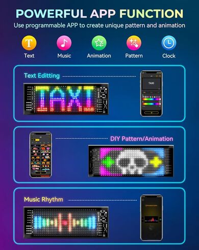 Devil Eyes LED LID للسيارات ، 2.8 "× 6.8" علامة LED قابلة للتمرير ، عرض مصفوفة رقمية مرنة ، تحكم بلوتوث والتحكم عن بُعد ، نص ورسوم متحركة قابلة للتخصيص لنظام التشغيل Windows & Business Signs in Kuwait