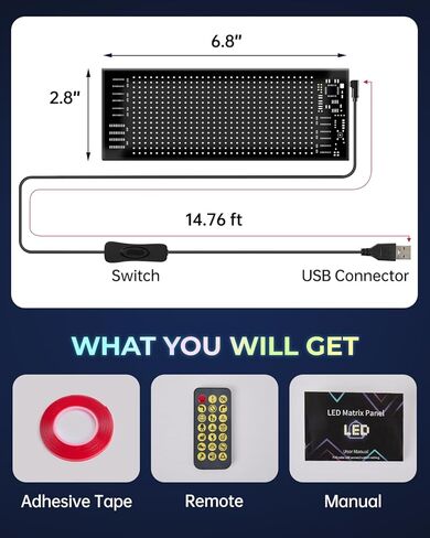 Devil Eyes LED LID للسيارات ، 2.8 "× 6.8" علامة LED قابلة للتمرير ، عرض مصفوفة رقمية مرنة ، تحكم بلوتوث والتحكم عن بُعد ، نص ورسوم متحركة قابلة للتخصيص لنظام التشغيل Windows & Business Signs in Kuwait