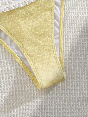 Milumia Women's Lace Trim Bow Tie Bikini Set Triangle Halter Cheeky 2 Piece Swimsuit in Kuwait