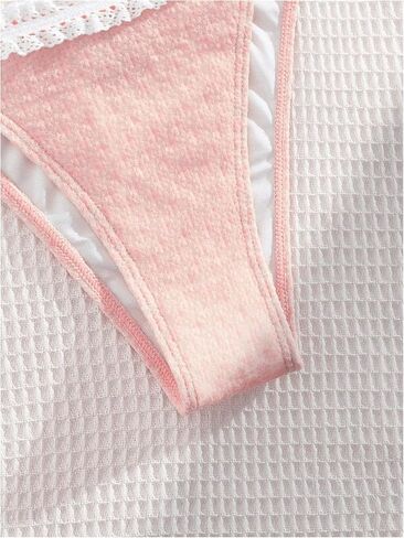 Milumia Women's Lace Trim Bow Tie Bikini Set Triangle Halter Cheeky 2 Piece Swimsuit in Kuwait