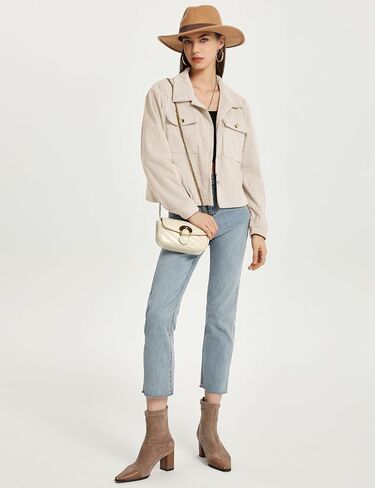 Flygo Womens Fashion Cropped Jacket Corduroy Button Down Shirt Shacket Jackets Lightweight Spring Jackets 2025 Trendy in Saudi Arabia