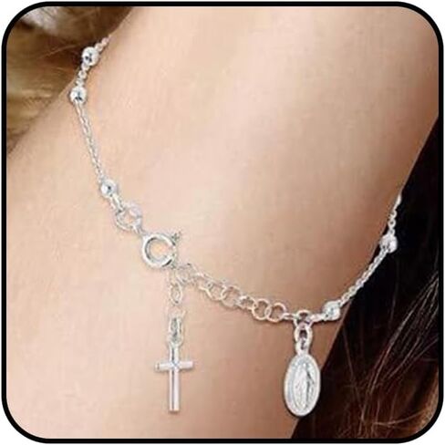 GIGB PBDK Gold Cross Beads Virgin Bracelet for Women Bohemia Vintage Crucifix Rosary Statement Bangles Minimalist Cross Bracelet Catholic Jewelry Accessories in Kuwait