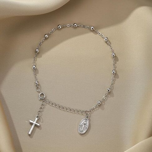 GIGB PBDK Gold Cross Beads Virgin Bracelet for Women Bohemia Vintage Crucifix Rosary Statement Bangles Minimalist Cross Bracelet Catholic Jewelry Accessories in Kuwait