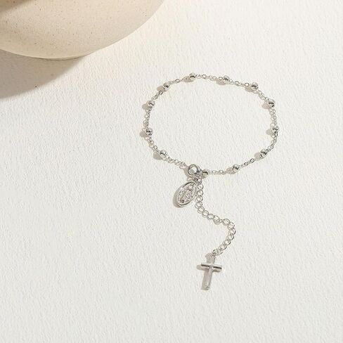 GIGB PBDK Gold Cross Beads Virgin Bracelet for Women Bohemia Vintage Crucifix Rosary Statement Bangles Minimalist Cross Bracelet Catholic Jewelry Accessories in Kuwait