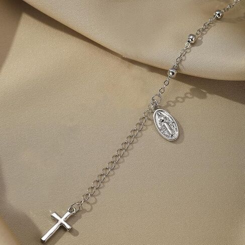 GIGB PBDK Gold Cross Beads Virgin Bracelet for Women Bohemia Vintage Crucifix Rosary Statement Bangles Minimalist Cross Bracelet Catholic Jewelry Accessories in Kuwait