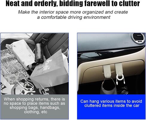Car Co-Pilot Glovebox Hooks, 2PCS Anti-Scratch Vehicle Passenger Seat Storage Hanger for Handbag Purse Umbrellas, Auto Interior Organizer, Universal for SUV Sedan Truck(Black) in Kuwait