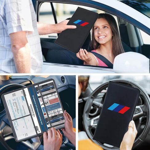 Leather Car Registration and Insurance Cards Holder, Vehicle Glove Box Car Organizer Documents License Compatible with 1 2 3 4 5 6 7 Auto Interior Accessories in Saudi Arabia