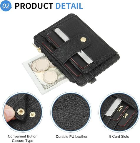 Small Credit Card Wallet with Keychain Wristlet Beads Ring, PU Leather Card Holder - 8 Card Slots & 1 ID Window & 1 Zipper Pocket, Strawberry Print in Saudi Arabia