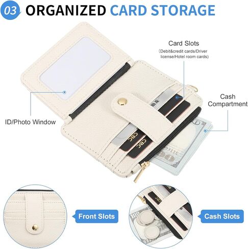 محفظة بطاقة ائتمان صغيرة مع حبات المعصم في سلسلة المفاتيح ، حامل بطاقة الجلود - 8 فتحات بطاقة و 1 معرف و 1 سحاب جيب ، طباعة الفراولة in Kuwait