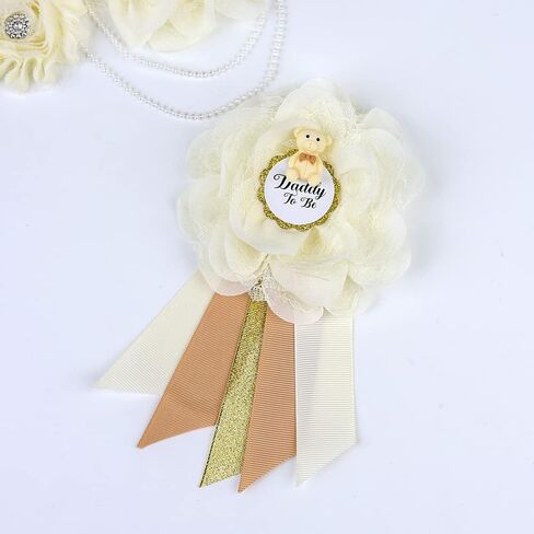 Ivory Handmade Maternity Flower Sash Belt with Badge Set Pregnant Women Waisband Belt Mom to Be Sash Photography in Saudi Arabia