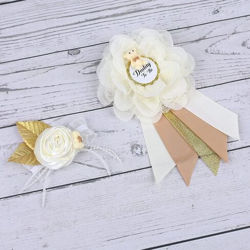 Ivory Handmade Maternity Flower Sash Belt with Badge Set Pregnant Women Waisband Belt Mom to Be Sash Photography in Saudi Arabia