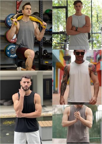 PINSPARK Men's 3 Pack Gym Tank Tops Workout Quick Dry Athletic Tank Top for Men Multipack Sleeveless Beach Swimming Shirts in Kuwait