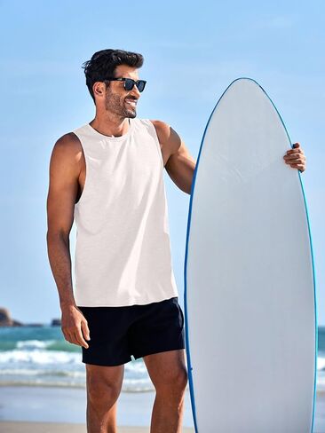 PINSPARK Men's 3 Pack Gym Tank Tops Workout Quick Dry Athletic Tank Top for Men Multipack Sleeveless Beach Swimming Shirts in Kuwait