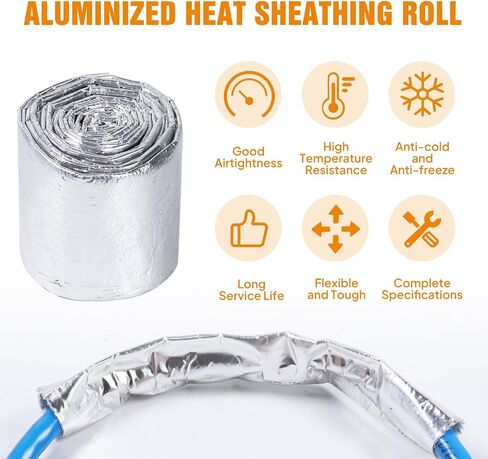 Silver Automotive Heat Shield Sleeve Aluminized Sheathing(500 Fahrenheit) - Vapor Lock, Waterproof Heat Shielding Wiring Wrap Insulation Protector Roll (1inch - 12Feet) in Saudi Arabia