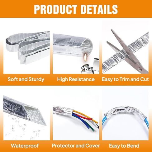 Silver Automotive Heat Shield Sleeve Aluminized Sheathing(500 Fahrenheit) - Vapor Lock, Waterproof Heat Shielding Wiring Wrap Insulation Protector Roll (1inch - 12Feet) in Saudi Arabia