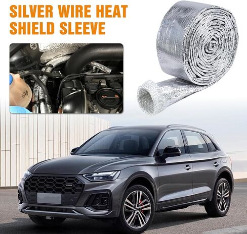 Silver Automotive Heat Shield Sleeve Aluminized Sheathing(500 Fahrenheit) - Vapor Lock, Waterproof Heat Shielding Wiring Wrap Insulation Protector Roll (1inch - 12Feet) in Saudi Arabia