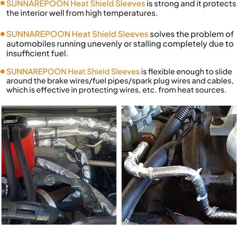 Silver Automotive Heat Shield Sleeve Aluminized Sheathing(500 Fahrenheit) - Vapor Lock, Waterproof Heat Shielding Wiring Wrap Insulation Protector Roll (1inch - 12Feet) in Saudi Arabia