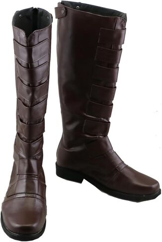 Adult Men Qui Gon Jinn Cosplay Leather Shoes Count Dooku Mace Boots Mace Windu Cosplay Halloween Accessories in Saudi Arabia