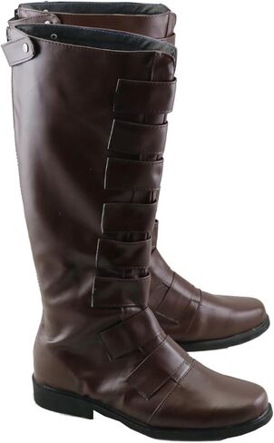 Adult Men Qui Gon Jinn Cosplay Leather Shoes Count Dooku Mace Boots Mace Windu Cosplay Halloween Accessories in Saudi Arabia