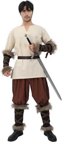 KUOIN Medieval Faux Fur Leg Wraps, Eskimo Cosplay Boots Covers Renaissance Costume Accessories in Saudi Arabia