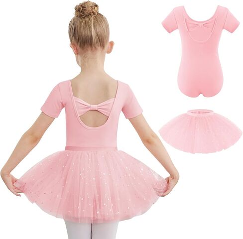Zaclotre Girls Ballet Ballet ثياب قصيرة القوس Bow Back Tutu Ballerina Costume Toddler Dance Dance Outfit Combo in Kuwait