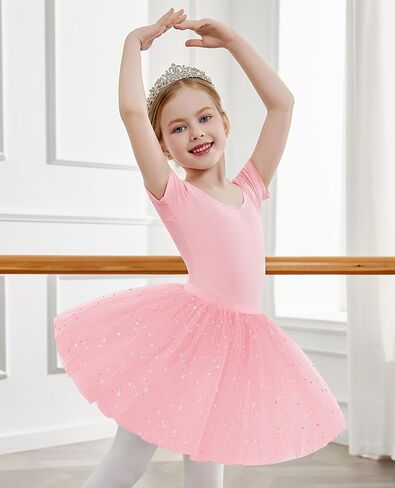 Zaclotre Girls Ballet Ballet ثياب قصيرة القوس Bow Back Tutu Ballerina Costume Toddler Dance Dance Outfit Combo in Kuwait