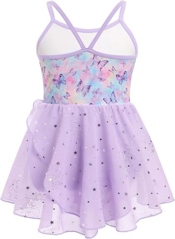 Ballet Leotards for Girl with Shiny Sequins Tulle Skirt Ballerina Dance Outfits Toddler Cross Back Ballet Dress in Kuwait
