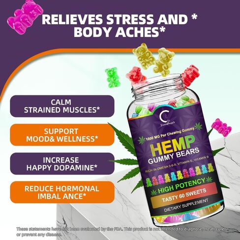 GPGP GreenPeople (3 Pack) Hemp Gummies Extra Strength, 100% Natural Hemp Oil Infused Bear Gummy for Women and Men in Saudi Arabia