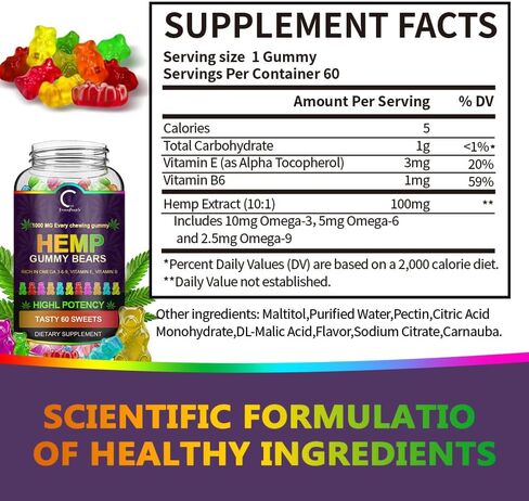 GPGP GreenPeople (3 Pack) Hemp Gummies Extra Strength, 100% Natural Hemp Oil Infused Bear Gummy for Women and Men in Saudi Arabia