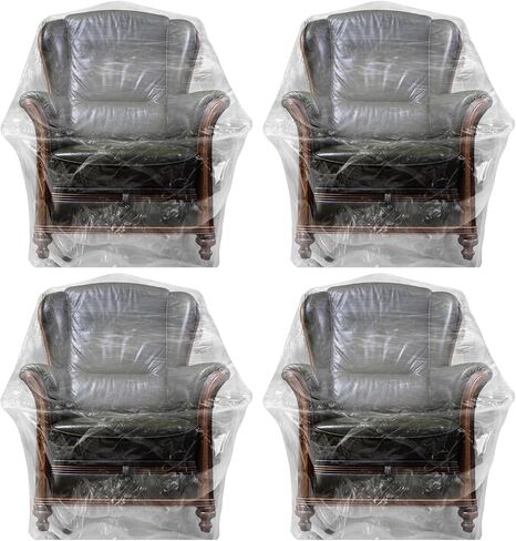 Abbylike 4 pcs الأثاث البلاستيكي يغطي كرسي كبير كرسي كرسي كرسي كرسي واضحة 65 × 42 × 34 بوصة مقاومة للماء صالة دوار صخور هزازات لتحريك التخزين in Kuwait