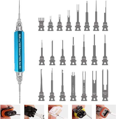 JRready ST5349 Pin Removal Tool Kit, 24PCS Replacement Pin Extractor Tools, Comprehensive Electrical Terminal Release Tool Set for Deutsch, AMP/TE, Molex, Delphi, JST, Harting Connectors in Saudi Arabia