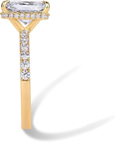 Pavoi 14k Gold Plated 3.5ct مربع مشع مشاركة الزركونيا المشاركة ووعد الوعد للنساء - خاتم هالو المخفي in Saudi Arabia