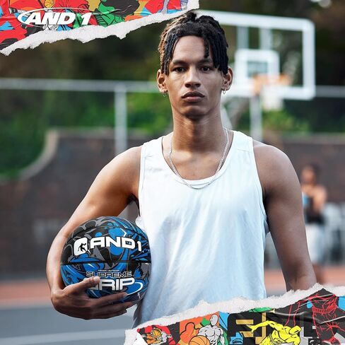 AND1 Supreme Grip Basketball: Official Regulation Size 7 (29.5 inches) Rubber Basketball - Deep Channel Construction Streetball, Made for Indoor Outdoor Basketball Games in Kuwait