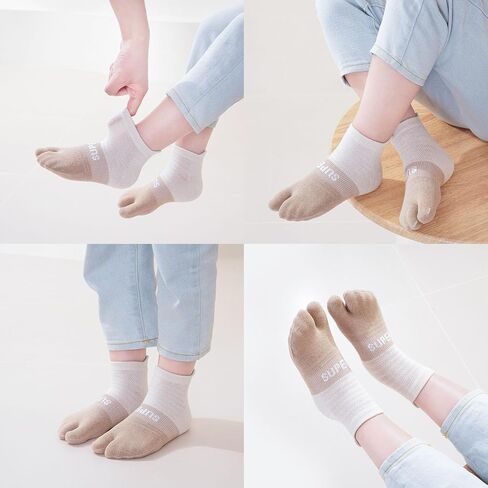 2 Pairs Cotton Two Toe Split Tabi V Socks Athletic Running Breathable Mesh Seperated Socks for Kids Girls Boys 3-12 Years in Saudi Arabia