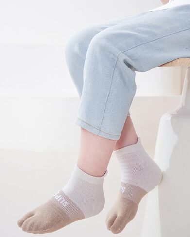 2 Pairs Cotton Two Toe Split Tabi V Socks Athletic Running Breathable Mesh Seperated Socks for Kids Girls Boys 3-12 Years in Saudi Arabia