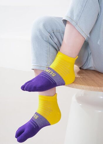 2 Pairs Cotton Two Toe Split Tabi V Socks Athletic Running Breathable Mesh Seperated Socks for Kids Girls Boys 3-12 Years in Saudi Arabia