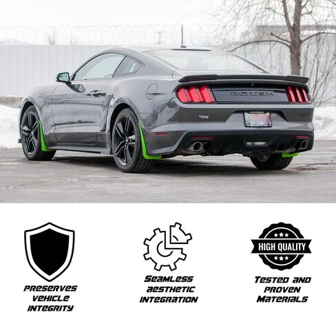 حراس Splash Rokblokz لعام 2015-2019 متوافق مع Ford Mustang - Rock Guards Fit V6 - EcoBoost - و GT نماذج (وليس GT350/500) (أسود ، مجموعة من 4 - الأمامية والخلفية) in Kuwait