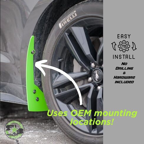 حراس Splash Rokblokz لعام 2015-2019 متوافق مع Ford Mustang - Rock Guards Fit V6 - EcoBoost - و GT نماذج (وليس GT350/500) (أسود ، مجموعة من 4 - الأمامية والخلفية) in Kuwait