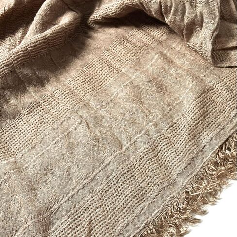 Men Cotton Linen Diamond-shaped Pattern Wrinkled Large Scarf All Seasons 75 * 35 inches in Saudi Arabia