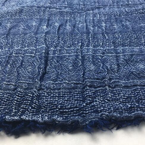 Men Cotton Linen Diamond-shaped Pattern Wrinkled Large Scarf All Seasons 75 * 35 inches in Saudi Arabia
