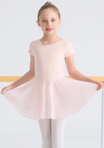 Ballet Leotards for Girls Ballet Dress for Toddler Dance Leotard Outfit with Short Sleeve, 2T-11Y in Kuwait