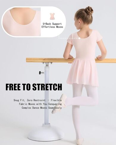 Ballet Leotards for Girls Ballet Dress for Toddler Dance Leotard Outfit with Short Sleeve, 2T-11Y in Kuwait