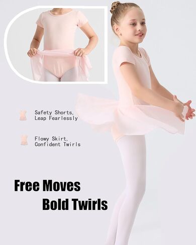 Ballet Leotards for Girls Ballet Dress for Toddler Dance Leotard Outfit with Short Sleeve, 2T-11Y in Kuwait