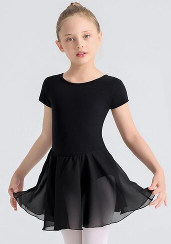 Ballet Leotards for Girls Ballet Dress for Toddler Dance Leotard Outfit with Short Sleeve, 2T-11Y in Saudi Arabia